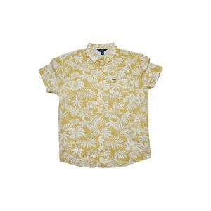 NWT RVCA Kimura Men’s Button Up Shirt XL Yellow Floral Tropical Short Sleeve